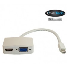 Adaptador Mini DisplayPort  a HDMI / VGA color blanco.  Premium OvalTech -
