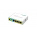 (hEX PoE LITE) RouterBoard, 5 Puertos Fast Ethernet, 4 con PoE Pasivo, 1 Puerto USB