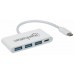 Hub USB MANHATTAN 163552 - USB C, 5000 Mbit/s, 3x USB-A, 1x USB-C, Blanco, 4 puertos
