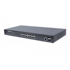 Switch INTELLINET Administrable Gigabit Ethernet de 16 puertos PoE+ con 2 puertos - Negro, 260 W, 16 puertos, Cat5e, Cat6, RJ-45