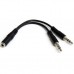StarTech.com Adaptador Audio Divisor de Auriculares 2x Mini-Jack de 3,5mm de 3 pines a Mini-Jack de 4 pines-  Audifonos - Negro - Separador de auriculares - miniconector estéreo (M) a miniconector de 4 polos (H) - negro - para P/N: MUHSMF2M, PEXSOUND7CH