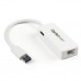 StarTech.com Adaptador Tarjeta de Red NIC Externa USB 3.0 1 Puerto Gigabit Ethernet RJ45 y 1 Puerto USB Super Speed - Cable - Blanco - Adaptador de red - USB 3.0 - Gigabit Ethernet - blanco