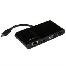 StarTech.com - Conversor de interfaz de vídeo - HDMI/VGA/audio/USB - USB-C (M) a HD-15 (VGA), RJ-45, HDMI, USB Tipo A (H) - 11.4 cm - negro - compatibilidad con 4K, audio + alimentación USB - para P/N: ARMPIVOT, ARMPIVOTE, ARMPIVSTND, ARMSLIM, ARMUNONB, T