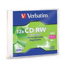 Disco CD-R VERBATIM - CD-RW, 700 MB, 1, 12x, 80 min