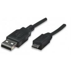 Cable USB - Micro B - Micro USB MANHATTAN - 1, 8 m, USB A, Micro-USB B, Macho/Macho, Negro