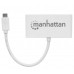 Hub USB MANHATTAN 163552 - USB C, 5000 Mbit/s, 3x USB-A, 1x USB-C, Blanco, 4 puertos