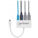 Hub USB MANHATTAN 163552 - USB C, 5000 Mbit/s, 3x USB-A, 1x USB-C, Blanco, 4 puertos