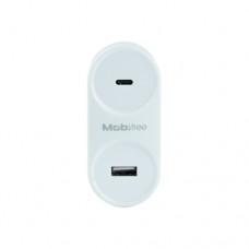 Cargador  Mobifree Cargador de pared USB y Tipo C - Color blanco, Pared, Corriente alterna, USB, 1