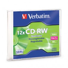 CD-RW 12X 700MB 80MIN REGRABABL CASE SLIM INDIVIDUAL VERBATIM      