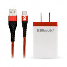 CARGADOR  BROBOTIX USB C/CABLE TIPO C CARGA RÁPIDA - Rojo, Pared, 5 V, 1 Puerto USB V3.0