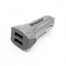 CARGADOR BROBOTIX 2 PTOS USB P/AUTO 963257 - Plata, Auto, Encendedor de cigarrillos, 5 V, 2