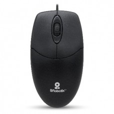 Mouse básico USB BROBOTIX 497202 - Negro, 3 botones, Alámbrico, Óptico