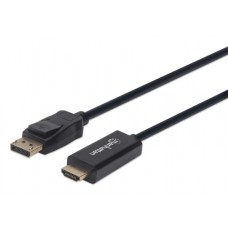 Cable DisplayPort a HDMI MANHATTAN 153195 - 1 m, DisplayPort, HDMI, Negro, Macho/Macho, Para Pantalla UHD