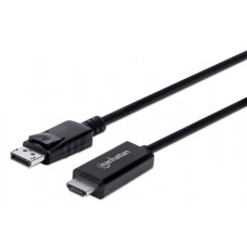 Cable DisplayPort a HDMI MANHATTAN 153201 - 1.8 m, DisplayPort, HDMI, Negro, Macho/Macho, Para Pantalla UHD