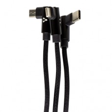 Cable USB 3 en 1 VORAGO CAB-308 - USB A, USB Tipo A Macho a 3 puntas, 1, 3 m, Negro