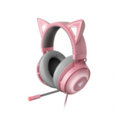 Razer Kraken Kitty - Auricular - tamaño completo - cableado - USB - aislamiento de ruido - rosa cuarzo