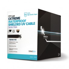 Bobina de cable UTP de 305 m Cat6, color negro,  para aplicaciones de CCTV, redes de datos. Uso en Intemperie.