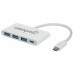 Hub USB MANHATTAN 163552 - USB C, 5000 Mbit/s, 3x USB-A, 1x USB-C, Blanco, 4 puertos