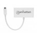 Hub USB MANHATTAN 163552 - USB C, 5000 Mbit/s, 3x USB-A, 1x USB-C, Blanco, 4 puertos