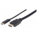Cable USB MANHATTAN 152235 - USB C, HDMI, Macho/Macho, 1 m, Negro