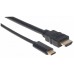 Cable USB MANHATTAN 152235 - USB C, HDMI, Macho/Macho, 1 m, Negro