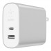 Belkin Dual Port Home Charger - Adaptador de corriente - 39 vatios - 2 conectores de salida (USB, USB-C) - plata Belkin Dual Port Home Charger - Adaptador de corriente - 39 vatios - 2 conectores de salida (USB, USB-C) - plata