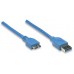 Cable USB micro B - Micro USB 3.0 MANHATTAN - 2 m, USB A, Micro-USB B, Macho/Macho, Azul