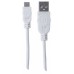 Cable USB MANHATTAN - 1, 8 m, USB A, Micro-USB B, Macho/Macho, Color blanco