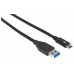 CABLE MANHATTAN USB 3.1, GEN 2, A MACHO/ C MACHO, 10 GBPS, 1 M, NEGRO