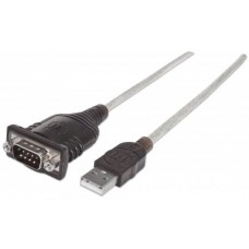 Convertidor USB a Serial MANHATTAN 151856 - 0, 45 m, Negro, USB, DB9, Macho/Macho