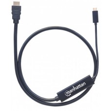 Cable USB MANHATTAN 152235 - USB C, HDMI, Macho/Macho, 1 m, Negro