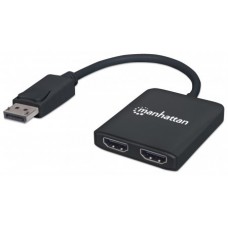 Adaptador de  DisplayPort a 2 HDMI MANHATTAN 152716 - Negro, DisplayPort, DisplayPort, HDMI, Macho/hembra