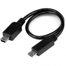 StarTech.com Cable USB OTG de 20cm - Cable Adaptador Micro USB a Mini USB - Macho a Macho - Cable para Dispositivos Móviles - Cable USB - mini USB tipo B (M) a Micro-USB tipo B (M) - USB OTG - 20.32 cm - negro