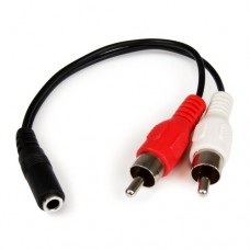 StarTech.com Cable Adaptador de 15cm de Audio Estéreo Mini Jack de 3,5mm Hembra a 2x RCA Macho - Cable de audio - RCA x 2 (M) a miniconector estéreo (H) - 15.24 cm - negro - para P/N: MU15MMS, MU6MMS