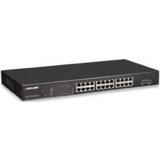 Switch INTELLINET Administrable por Web Gigabit Ethernet de 24 puertos PoE+ y 2 puertos - Negro, 24 puertos, Cat5e, Cat6, RJ-45