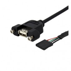 StarTech.com Cable de 30cm USB 2.0 de Montaje en Panel Conexión a Placa Base - Hembra USB A de Alta Velocidad Hi Speed - Extensor - Negro - Cable USB interno a externo - USB (H) a conector USB 2.0 de 5 pines (H) - 30 cm - tornillos de mariposa - negro