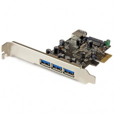 StarTech.com Tarjeta PCI Express con 4 Puertos USB 3.0 - 3x Externos y 1x Interno - Adaptador USB - PCIe 2.0 perfil bajo - USB 3.0 x 4 - para P/N: CFASTRWU3, ST1030USBM, ST43004UA, ST4300MINI, TB31PCIEX16