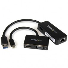 StarTech.com Juego de Adaptadores para Surface Pro - Mini DisplayPort a VGA y HDMI - USB 3.0 de Red Ethernet - Paquete de accesorios para portátil - negro - para Microsoft Surface 3, Pro 2, Pro 3, Pro 4