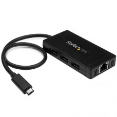 StarTech.com Hub Concentrador USB 3.0 de 3 Puertos con USB-C y Ethernet Gigabit - Ladrón con Adaptador de Alimentación - Hub - 3 x SuperSpeed USB 3.0 + 1 x 10/100/1000 - sobremesa