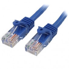 StarTech.com - Cable de Red de 0,5m Azul Cat5e Ethernet RJ45 sin Enganches - Latiguillo Snagless - Cable de interconexión - RJ-45 (M) a RJ-45 (M) - 50 cm - UTP - CAT 5e - sin enganches, trenzado - azul
