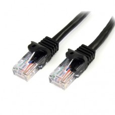 StarTech.com - Cable de Red de 0,5m Negro Cat5e Ethernet RJ45 sin Enganches - Latiguillo Snagless - Cable de interconexión - RJ-45 (M) a RJ-45 (M) - 50 cm - UTP - CAT 5e - sin enganches, trenzado - negro
