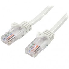 StarTech.com - Cable de Red de 0,5m Blanco Cat5e Ethernet RJ45 sin Enganches - Latiguillo Snagless - Cable de interconexión - RJ-45 (M) a RJ-45 (M) - 50 cm - UTP - CAT 5e - sin enganches, trenzado - blanco