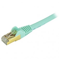 StarTech.com 1 ft CAT6a Ethernet Cable - 10 Gigabit Category 6a Shielded Snagless RJ45 100W PoE Patch Cord - 10GbE Aqua UL/TIA Certified - Cable de interconexión - RJ-45 (M) a RJ-45 (M) - 30 cm - STP - CAT 6a - moldeado, sin enganches - agua