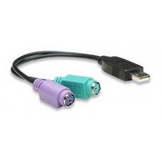 Convertidor USB a PS2 MANHATTAN - 2x Mini DIN 6 pin (PS/2), Negro