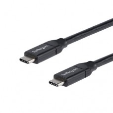 StarTech.com Cable de 2m USB-C a USB-C con capacidad para Entrega de Alimentación de 5A - USB TipoC - Cable de Carga USBC - USB 2.0 - Cable USB - USB-C (M) recto a USB-C (M) recto - Thunderbolt 3 / USB 2.0 / USB 3.0 / USB 3.1 - 5 A - 2 m - negro