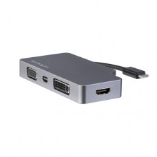 StarTech.com Adaptador USB-C Multipuertos de Vídeo - de Aluminio - USB Tipo C a VGA / 4K HDMI/Mini DisplayPort/DVI - Gris Espacial - Adaptador de vídeo externo - USB-C - DVI, HDMI, Mini DisplayPort, VGA - gris espacio