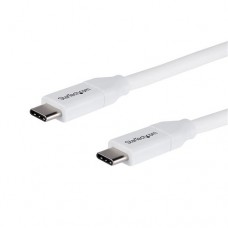 StarTech.com Cable 4m USB-C a USB-C con capacidad para Entrega de Alimentación de 5A - USB Tipo C - Cable de Carga USBC - USB 2.0 - Blanco - Cable USB - USB-C (M) a USB-C (M) - USB 2.0 - 5 A - 4 m - blanco