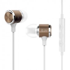 iLuv Metal Forge - Auriculares internos con micro - en oreja - cableado - conector de 3,5 mm - aislamiento de ruido - oro