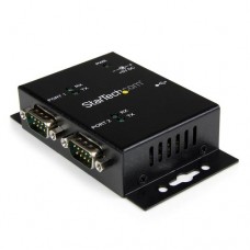 StarTech.com Concentrador Hub Industrial de 2 Puertos Serie Serial RS232 a USB Montaje Riel DIN Pared - Adaptador serie - USB 2.0 - RS-232 x 2 - negro