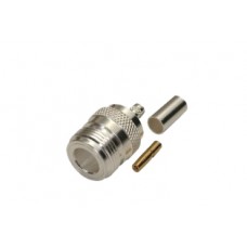 Conector N Hembra, de Anillo Plegable para Cables LMR-240, RG-8/X, 9258, Niquel/Oro/Teflón.